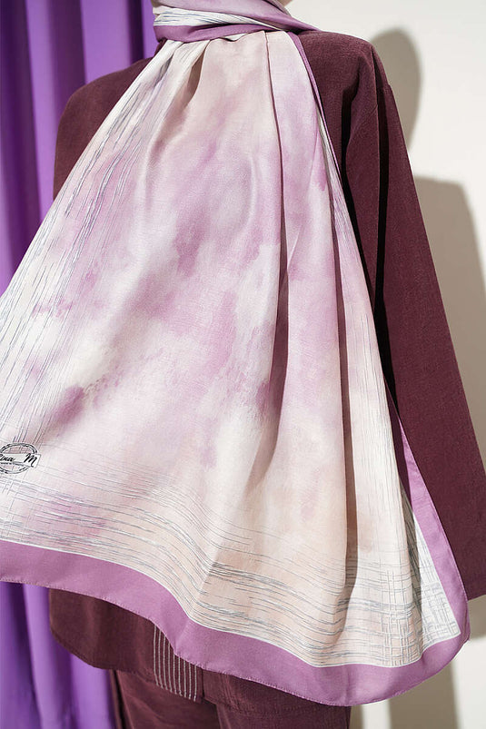Écharpe motif marbre Ebruli lilas