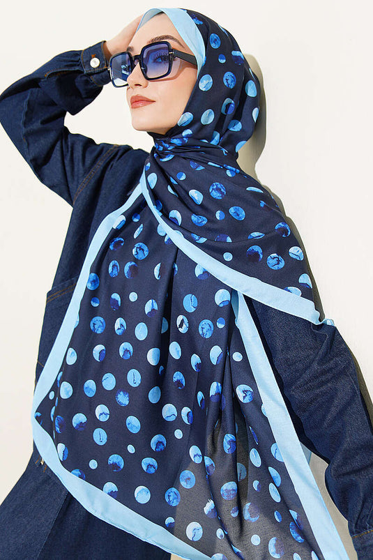 Foulard à motif pois Ebruli bleu marine