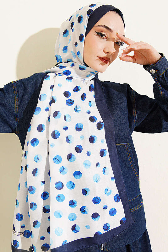 Foulard à motif pois Ebruli bleu marine écru