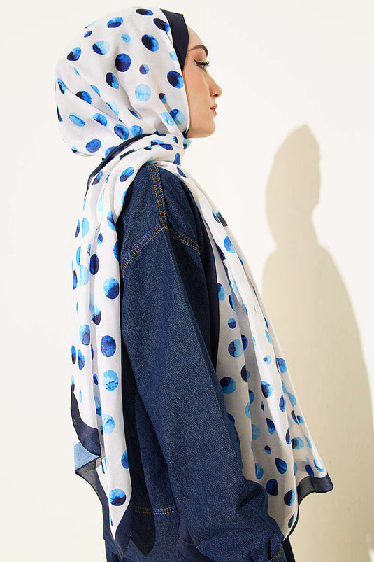 Foulard à motif pois Ebruli bleu marine écru