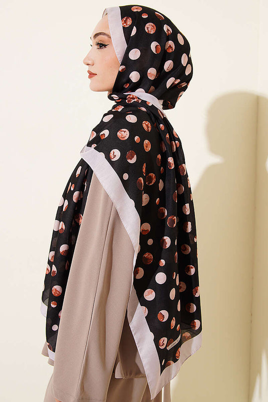Écharpe à motif pois Ebruli noir beige