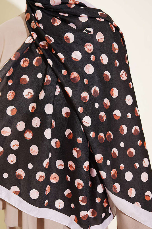 Écharpe à motif pois Ebruli noir beige