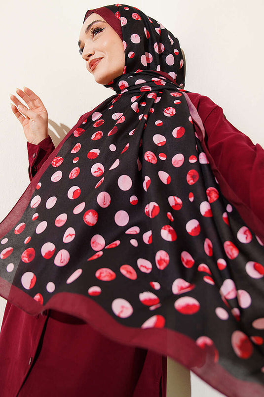 Écharpe à motif pois Ebruli noir bordeaux