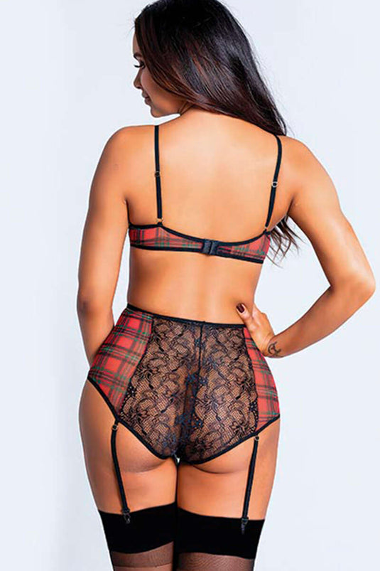 Schwarzer Unterwäsche-Sneaker mit karierter Spitze