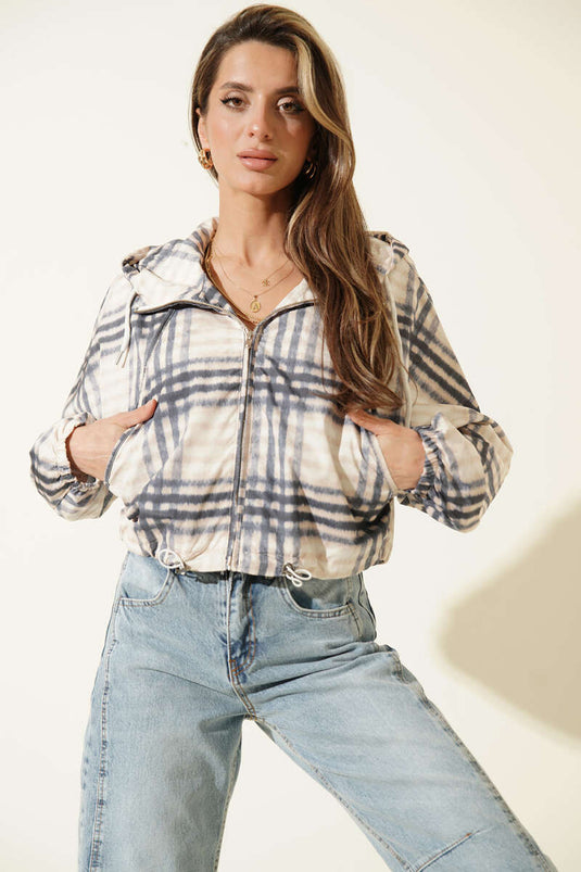 Veste courte à capuche Ekoseli bleu marine