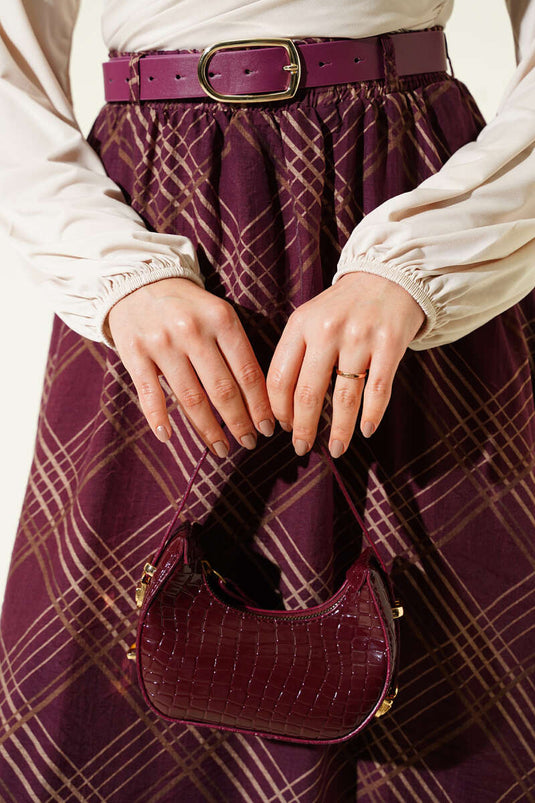 تنورة شيفون بكسرات إيكوسيلي لون خمري