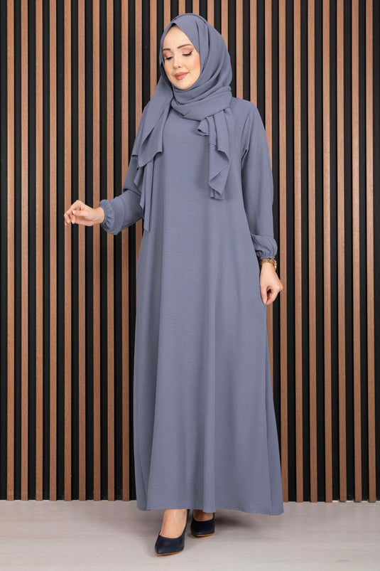 Elbise & Uyumlu Şal Tesettür İkili Kombin Gri
