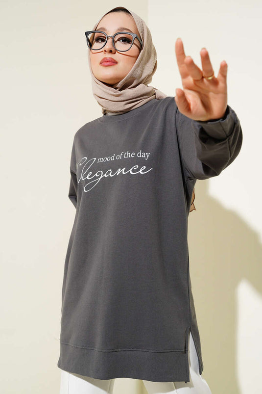 Elegant bedrukte tuniek met twee draden, rook