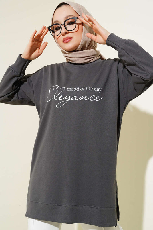 Elegance Printed Two-Ply Tunic Charcoal