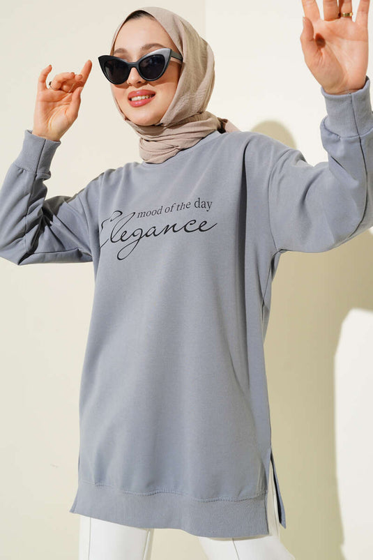 Elegance Printed Two-Ply Tunic Slate Gray