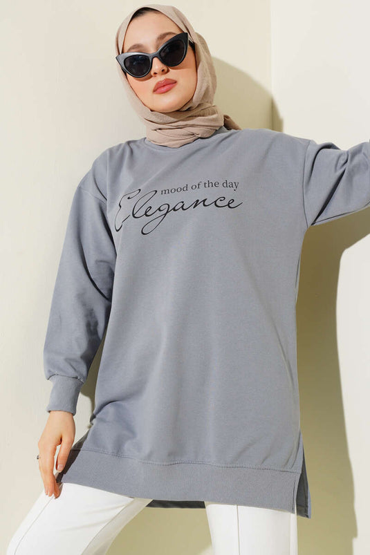 Elegance Printed Two-Ply Tunic Slate Gray