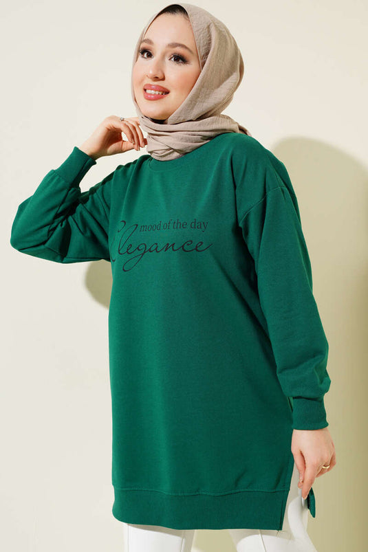 Elegance Printed Two Thread Tunic Green