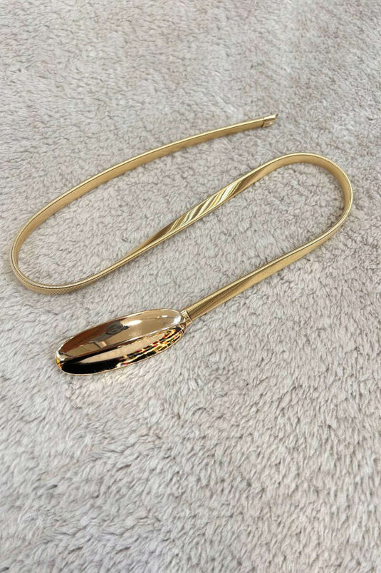 Ellipse Buckle Italian Flat Belt Gold