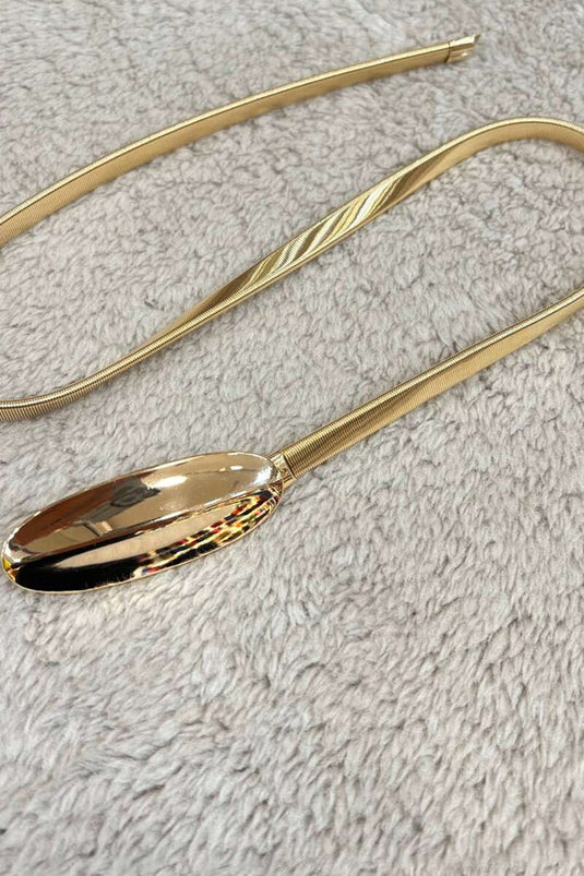 Ellipse Buckle Italian Flat Belt Gold