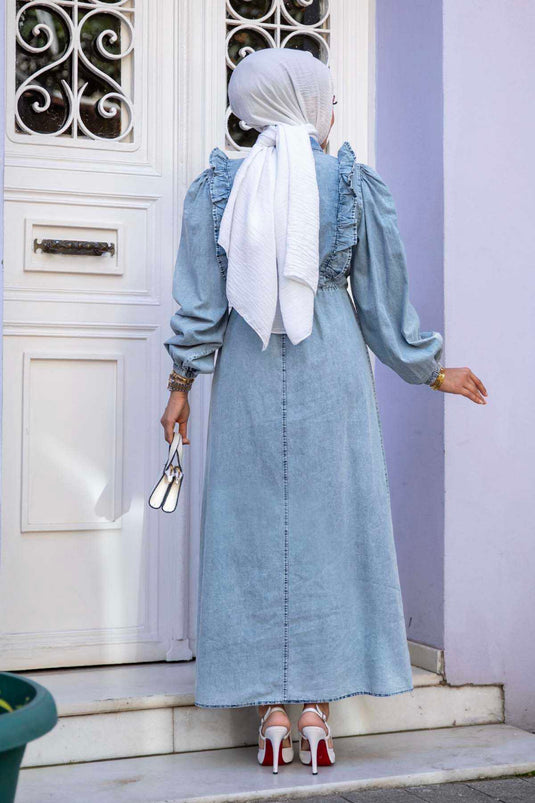 Elisa Hijab Jeanskleid Hellblau