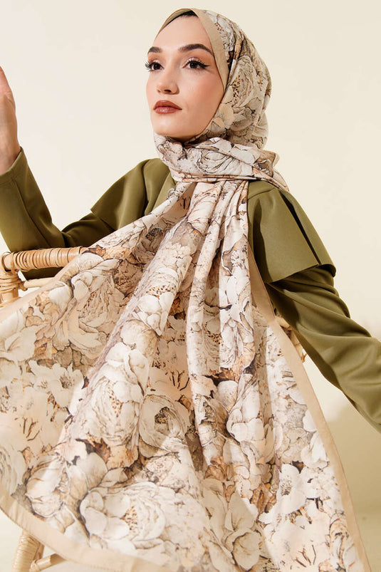 Elora Series Patterned Modal Scarf Beige