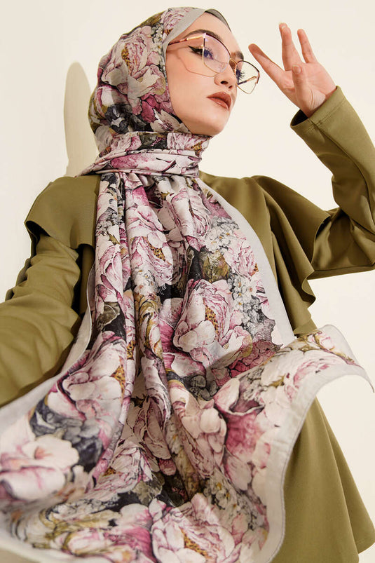 Elora Series Patterned Modal Scarf Grey