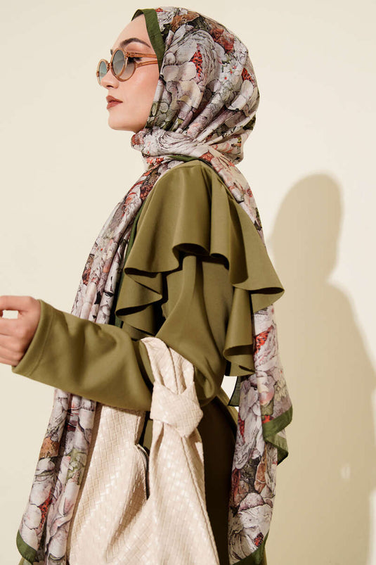 Elora Series Patterned Modal Scarf, Khaki