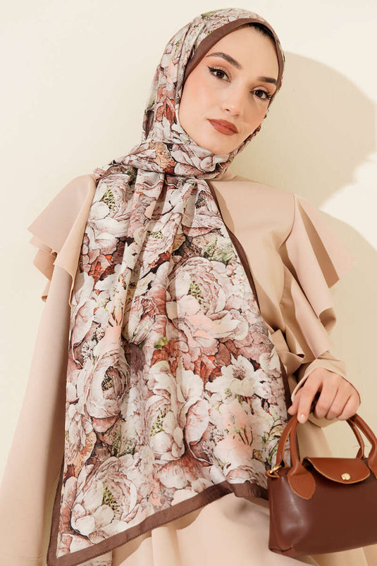 Elora Serisi Desenli Modal  Şal Kahve