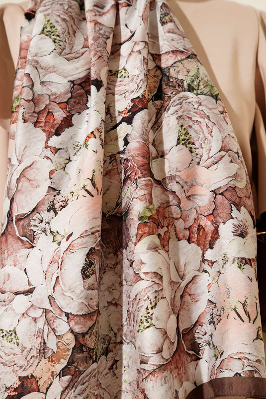 Elora Serisi Desenli Modal  Şal Kahve