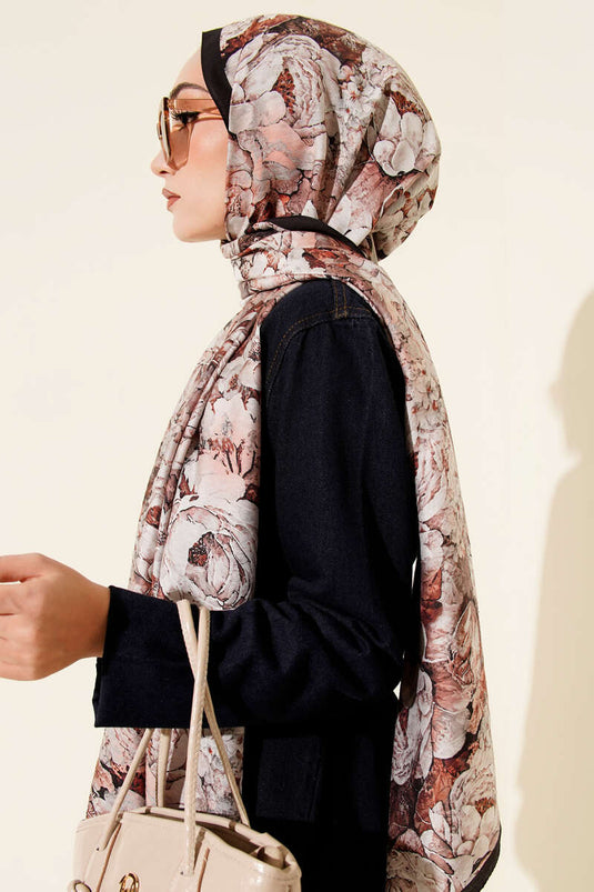 Elora Series Patterned Modal Scarf Black Latte