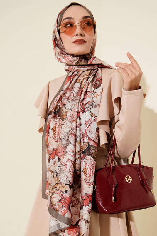 Elora Series Patterned Modal Scarf, Mink