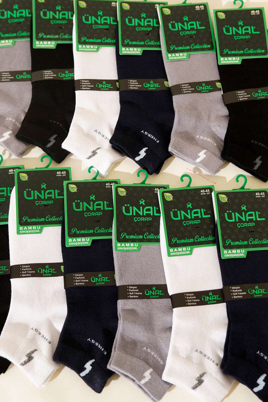 Chaussettes invisibles en bambou pour homme, lot de 12, assortiment 4