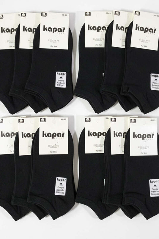 Erkek 12'li Dikişsiz Patik Çorap Siyah