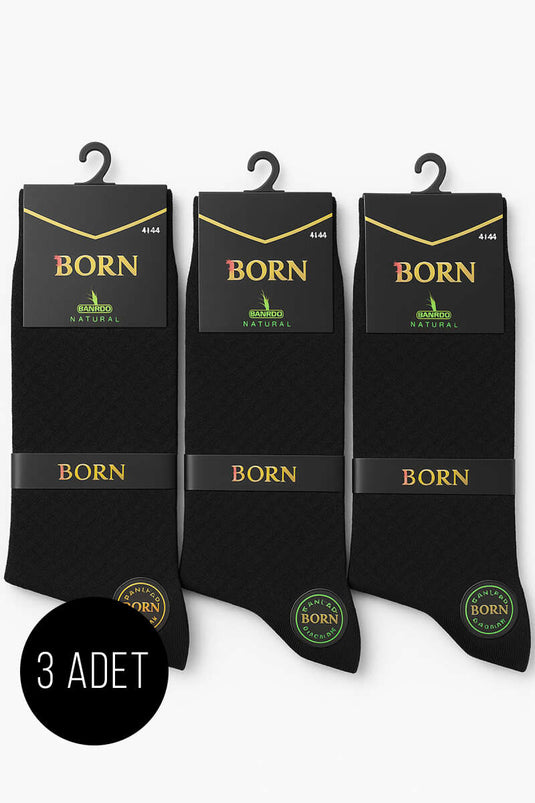 Men's 3-Pack Diamond Pattern Ankle Socks, Black