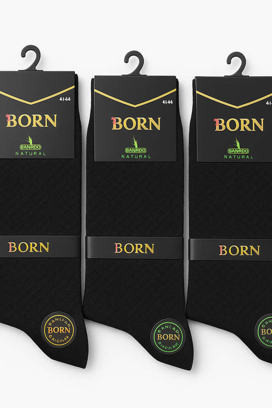 Men's 3-Pack Diamond Pattern Ankle Socks, Black