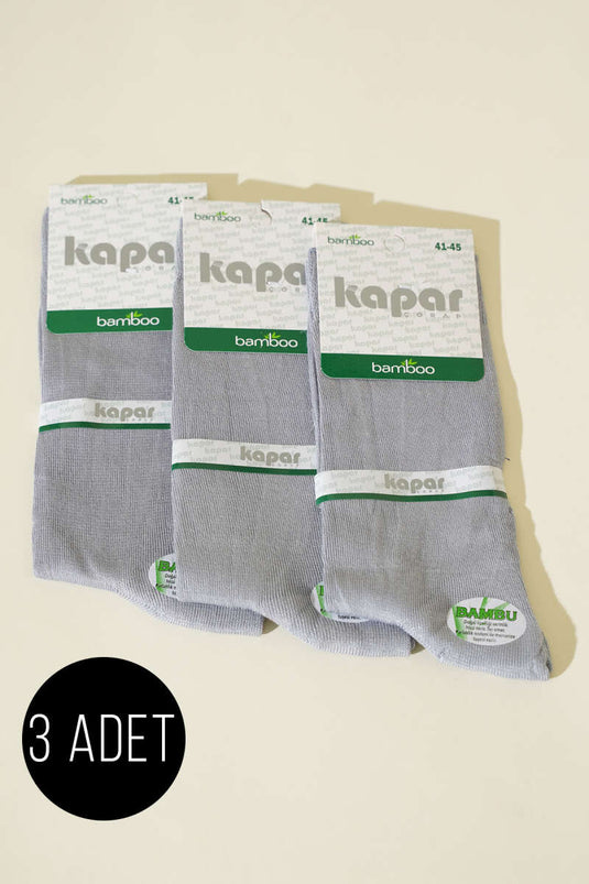 Erkek 3'lü Yazlık Bambu Soket Çorap Gri