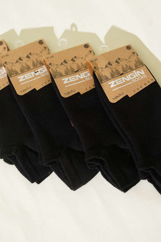 Men's 4-Piece Towel Sneakers Socks Black