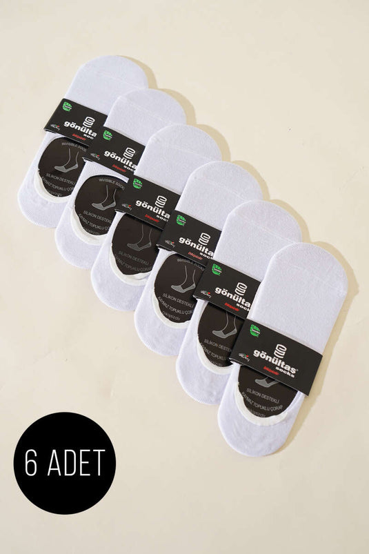 جوارب باليرينا من الخيزران للرجال، عبوة من 6 قطع، باللون الأبيض