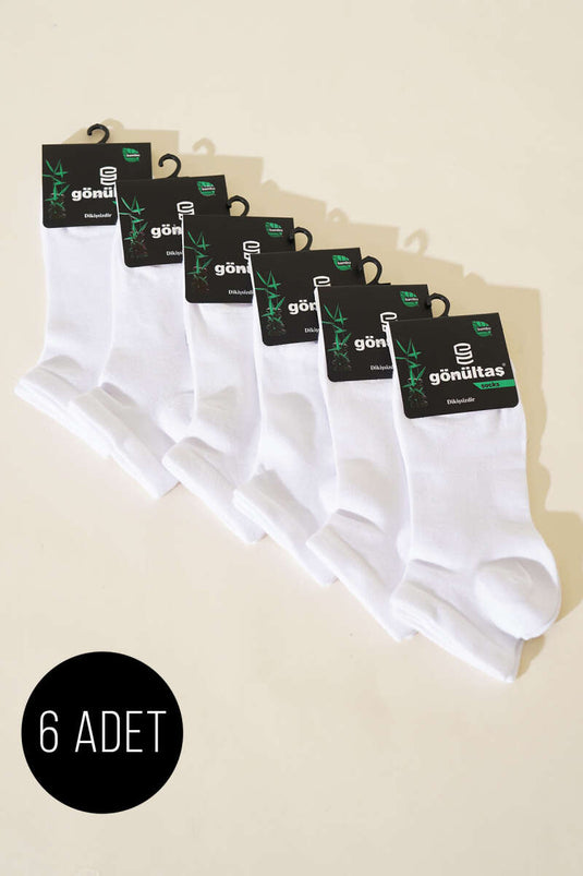 Erkek 6'lı Bambu Patik Çorap Beyaz