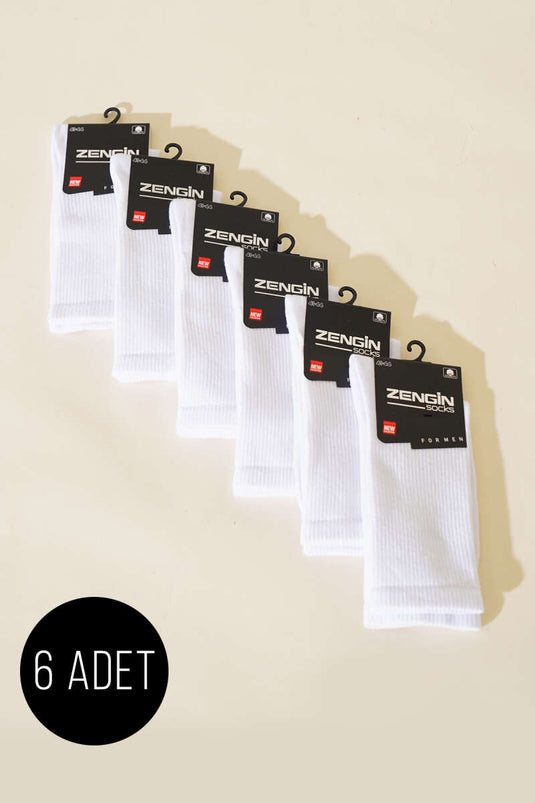 Lot de 6 paires de chaussettes blanches unies en coton peigné pour homme
