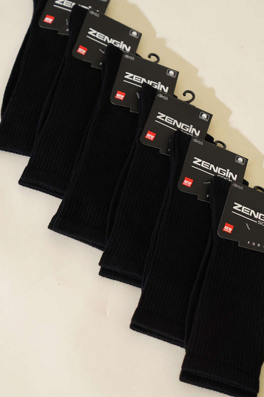 Lot de 6 paires de chaussettes noires unies en coton peigné pour homme