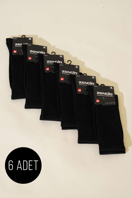 Lot de 6 paires de chaussettes noires unies en coton peigné pour homme