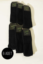 Lot de 6 paires de chaussettes militaires en tissu éponge pour homme, noires