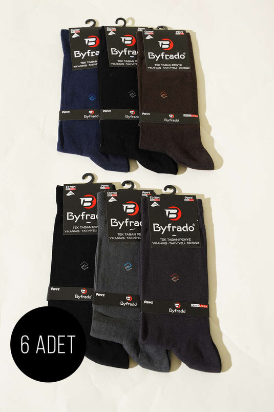 Erkek 6'lı Likralı Penye Soket Çorap Asorti 1