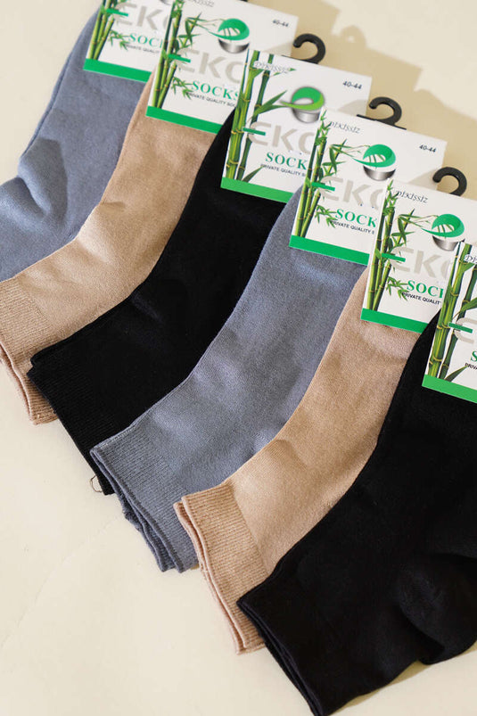 Assortiment de 6 paires de chaussettes en bambou pour hommes, taille 3