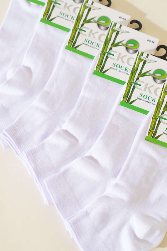 Lot de 6 paires de chaussettes blanches en bambou pour homme