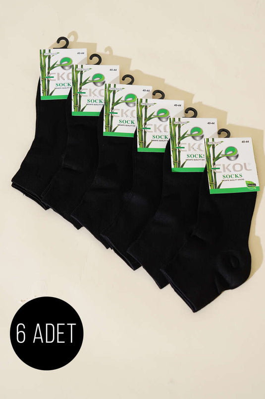 Lot de 6 paires de chaussettes en bambou noires pour homme