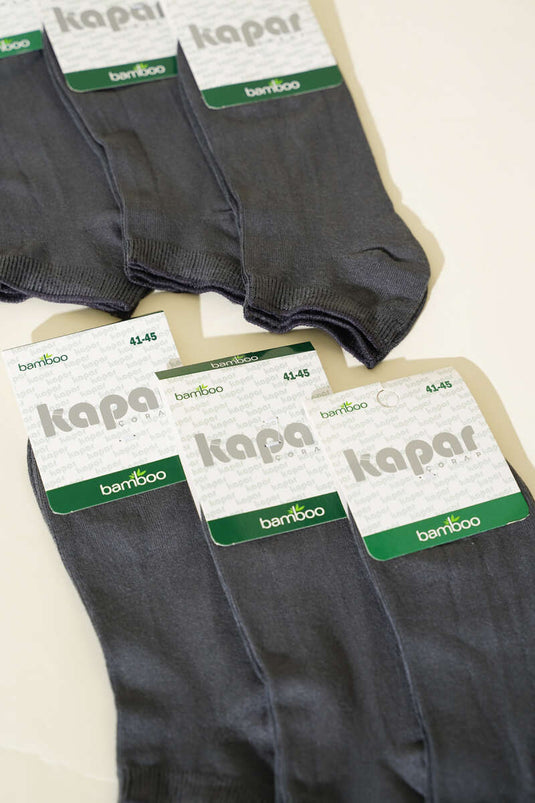 Erkek 6'lı Patik Basic Bambu Çorap Antrasit