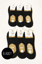 Lot de 6 paires de chaussettes ballerines noires en coton peigné pour homme