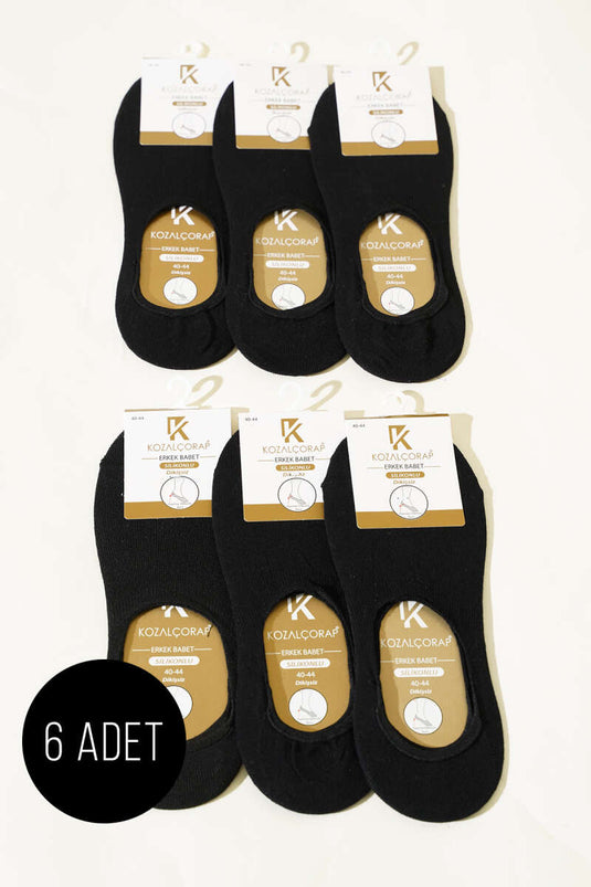 Erkek 6'lı Penye Babet Çorap Siyah
