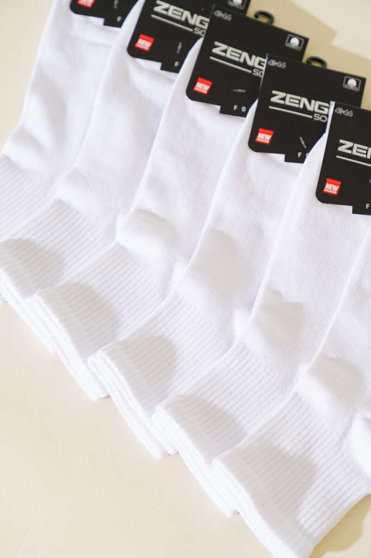 Lot de 6 paires de chaussettes courtes blanches unies en coton peigné pour homme