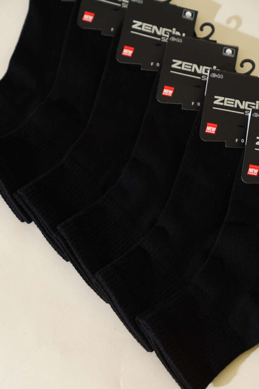 Lot de 6 paires de chaussettes courtes unies en coton peigné pour homme, noires