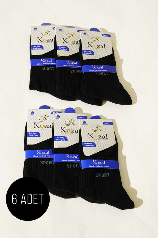 Lot de 6 paires de chaussettes mi-mollet en coton peigné pour homme, noires