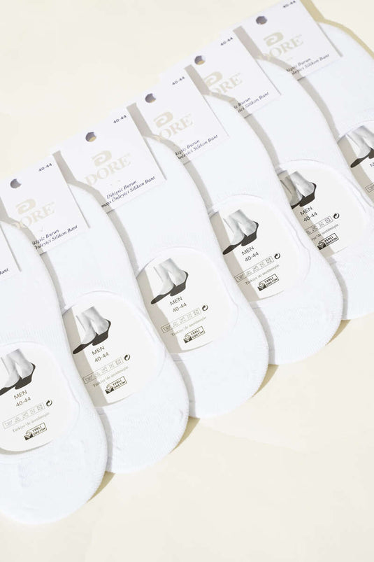 جوارب راقصة الباليه السيليكونية للرجال، عبوة من 6 قطع، باللون الأبيض