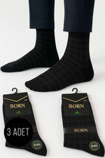 Chaussettes courtes en bambou à motifs pour homme, lot de 3, noires